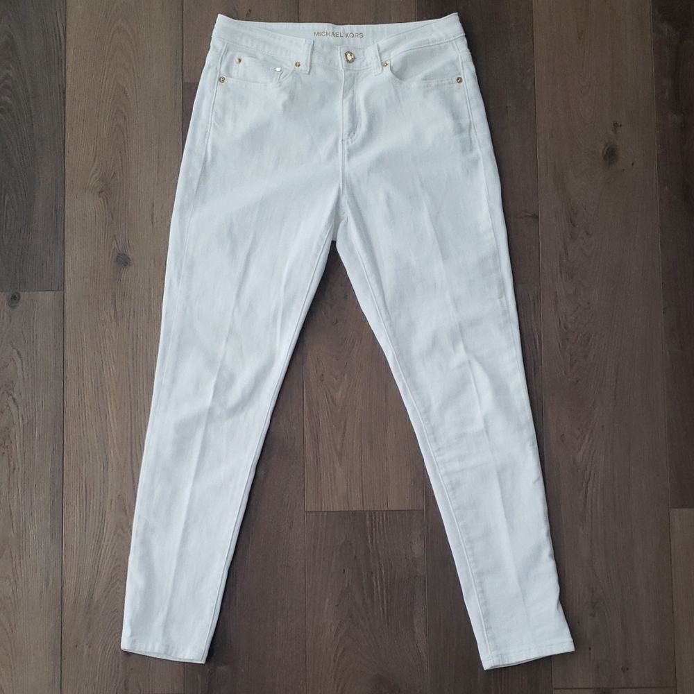 Michael Kors White Pants with Gold Accents